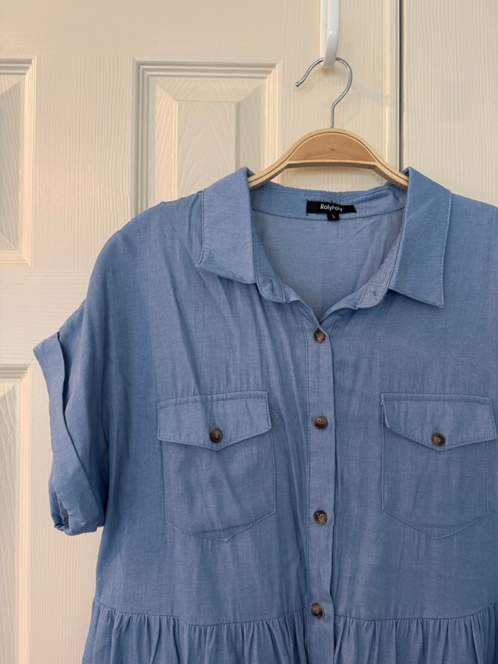 Women’s Dress- Light Blue Button-Front Dress